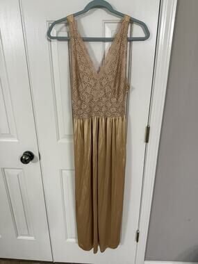 Vanity Fair Vintage Gold Nightgown Nylon Lace M